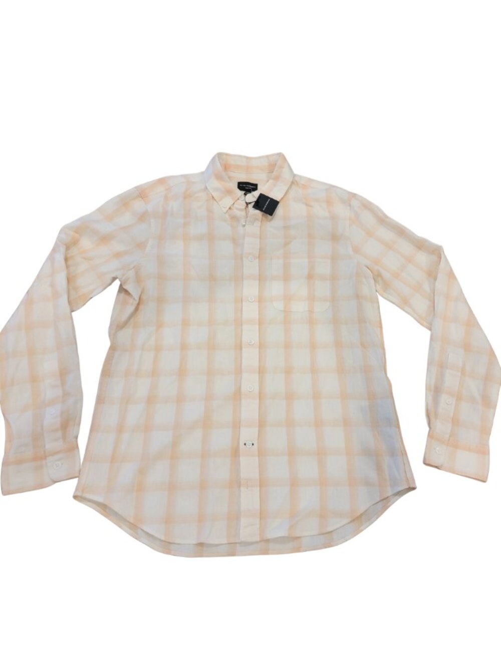 Club Monaco Slim Fit Men's Button Down Long Sleeve Linen Plaid Shirt - Picture 2 of 14